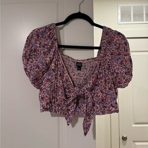 Wild Fable Pink Floral Puff Sleeve Blouse